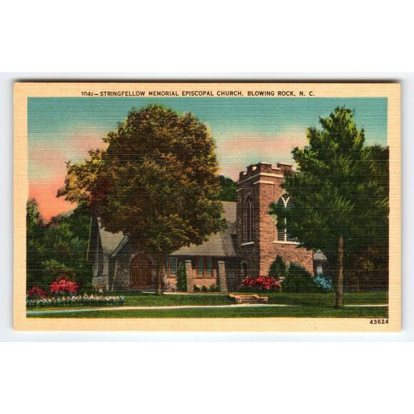 Vintage Linen Postcard Stringfellow Memorial Episcopal Church Blowing Rock NC - Picture 1 of 2
